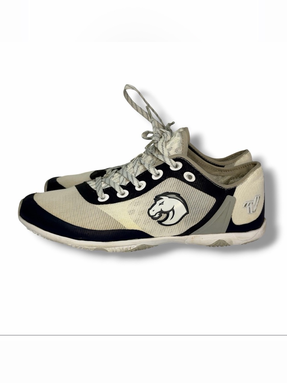 Varsity Footwear Ascend Cheer Shoes Womens Size 8.5 Blue and White Mustang Logo